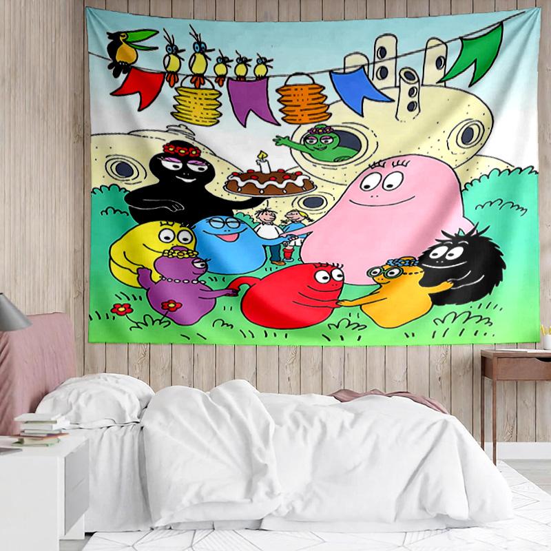 Barbapapa1 Tapestry for Bedroom Aesthetic Classroom Tapestries Wall Hanging for Living Room Dorm Office,Ideal Creative Gift