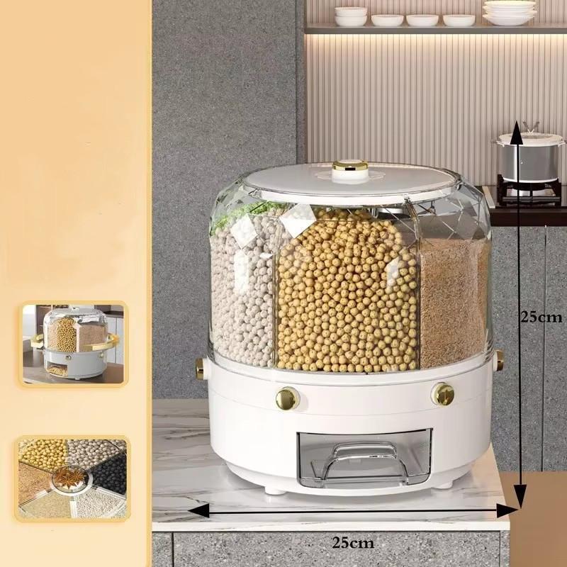 Вращающийся на 360 градусов дозатор для риса герметичный диспенсер для ведер для сухих зерновых влагостойкий кухонный контейнер для еды ящик для хранения 3429₽