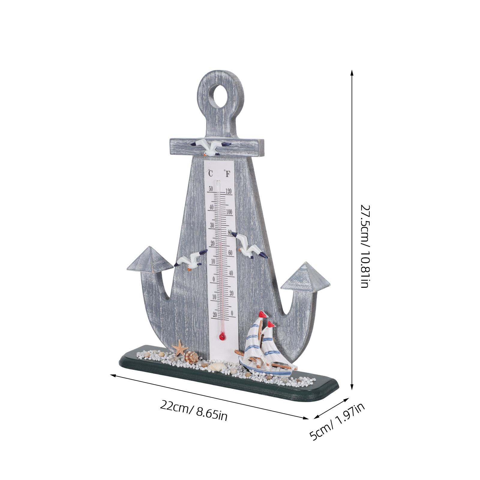 

Vintage Anchor Thermometer Bar Tabletop Decor Desktop Home Ornament Model Statue Beach Figurine Decoration серый