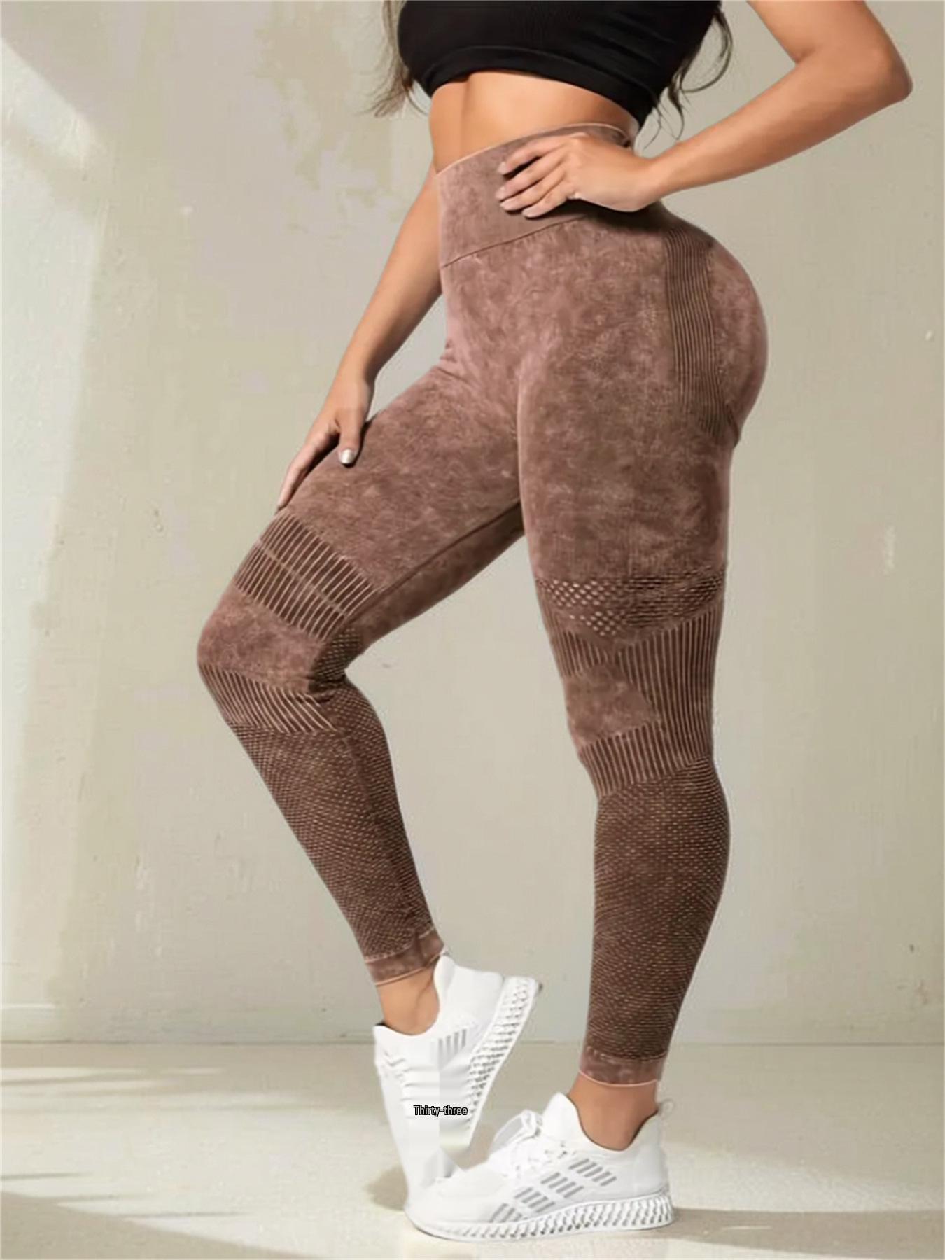 

Женские леггинсы для йоги с высокой талией - Контроль живота, Подтягивающие бедра, Быстросохнущие фитнес-брюки S темный кофе