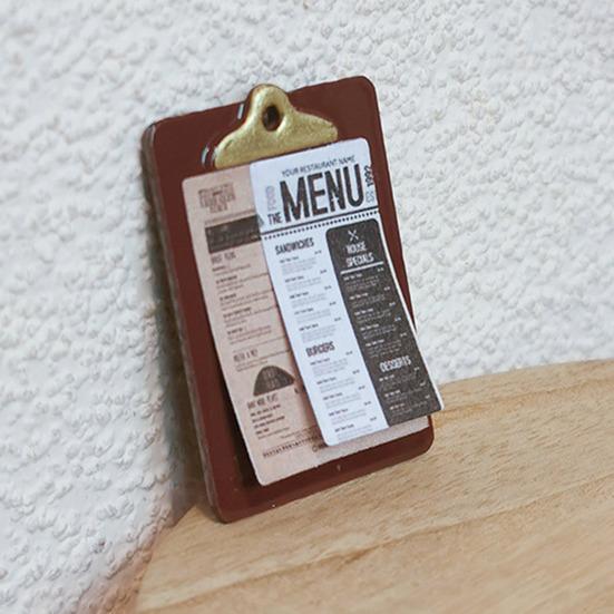 Miniature Menu Board Mini Clip Board with Menu Card Doll Accessory for 1/6 1/12 Doll Mansion Cafe Restaurant Scene