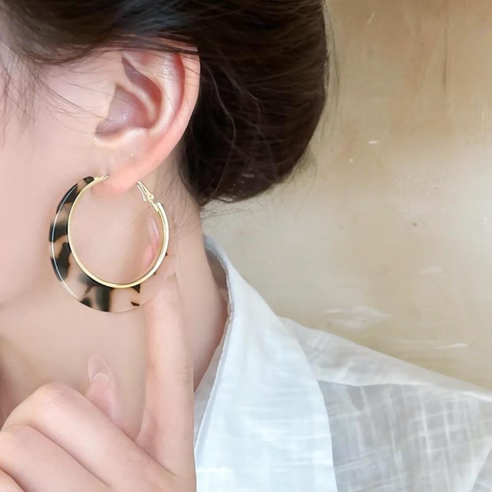 Exaggerated Personality Geometry Big Circle Leopard Print Hoop Earrings for Women Trendy Piercing Erarring Jewelry Gifts