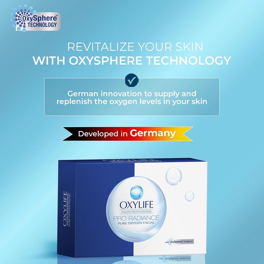 Oxylife Salon Professional Proradiance Pure Oxygen Facial Kit - 50g | Removes Dead Skin Cells | Cleanses Impurities | Removes Blackheads