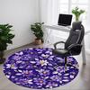 1pc Purple Floral Print Chair Carpet for Office, Round Non Slip Durable Large Size Office Carpet, Suitable for Office