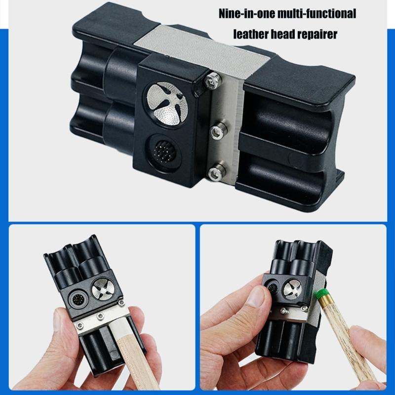 Cue Tip Shaper for Rapid Cue Tip Repair 9 In 1 Multifunctional Billiards Club Replacement Repair Tool Rod Repair Tool