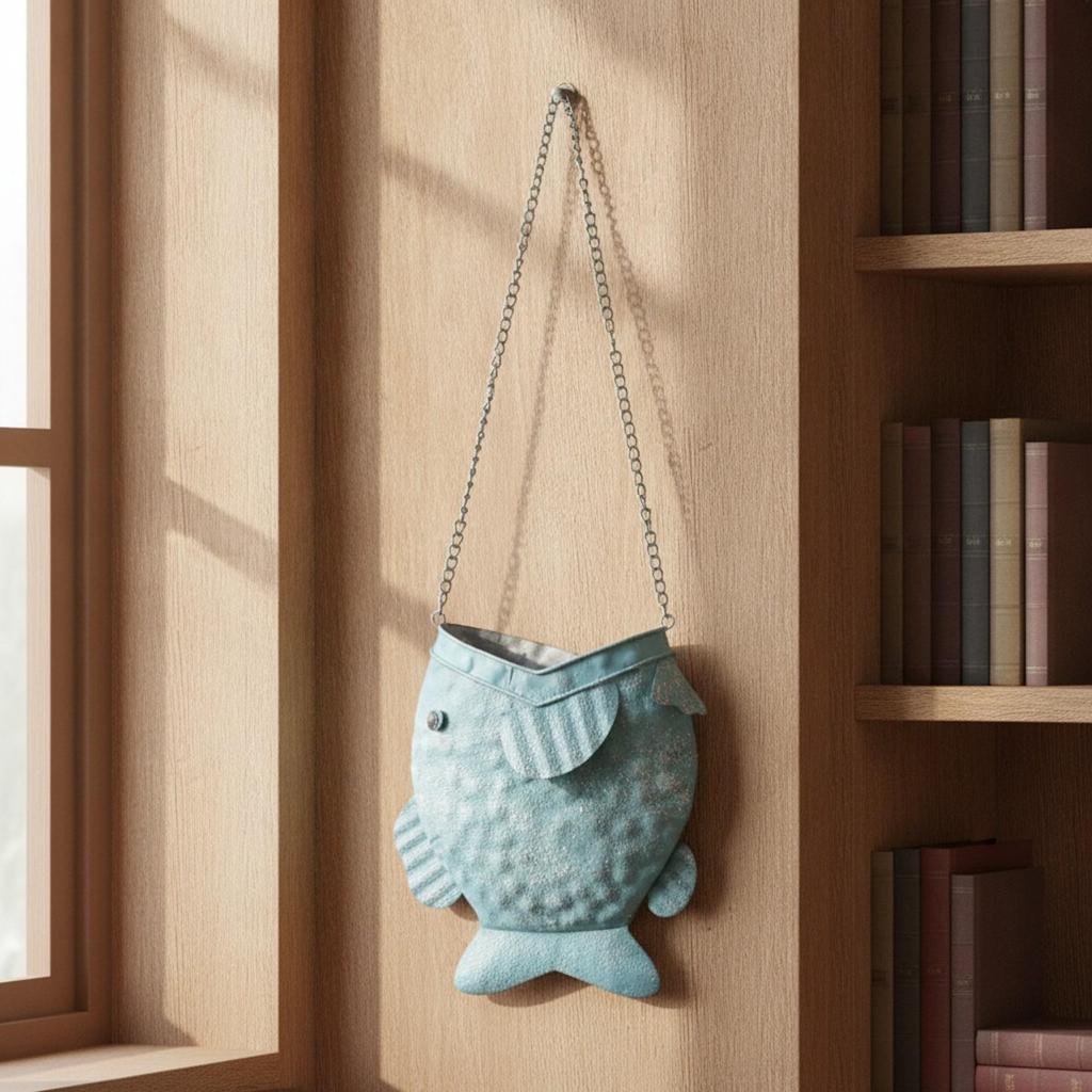 Coastal Fish Wall Planter Sturdy Hanging Basket Space-Saving Plant