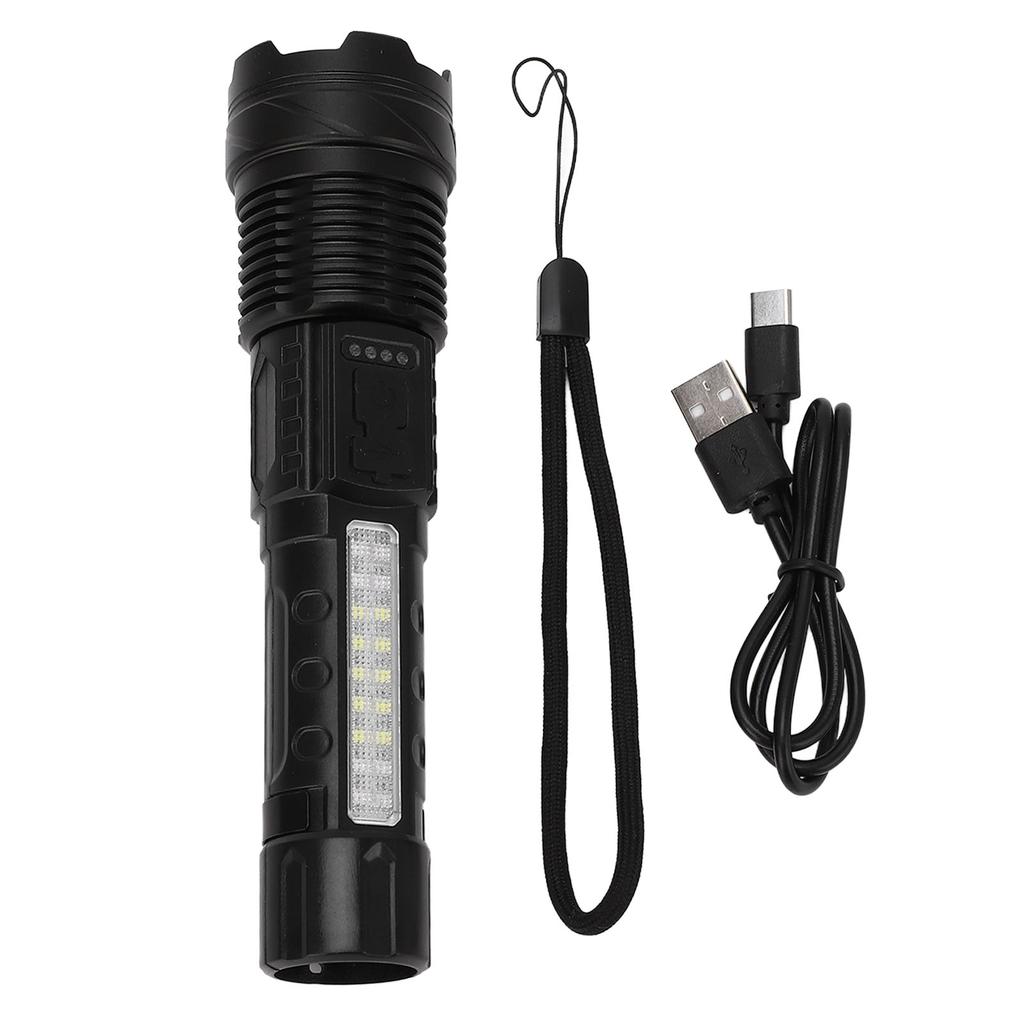 LED Bright Flashlight COB Work Light USB Rechargeable IPX4 Outdoor Lighting White Laser Flashlight