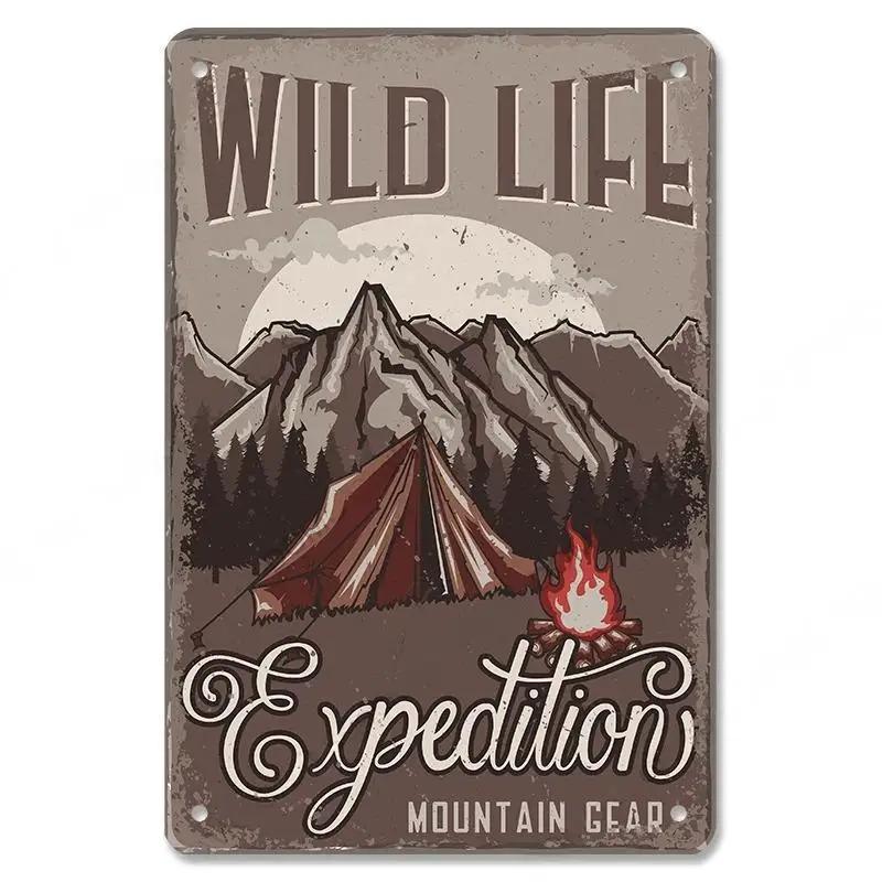 Camping  Adventure Plaques VintageMetal Tin Signs Plate Mountain Trip Campervan Tours Room Gym Sign Posters Wall Decor Travel