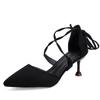 New stiletto high heels women's shallow mouth pointed head cross strap suede women's shoes fashion versatile fashion single shoes