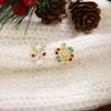 Christmas Dream Colorful Snowflake Elk Diamond Earrings, Light Luxury High Sense Asymmetrical Personality Sweet Stud Earrings