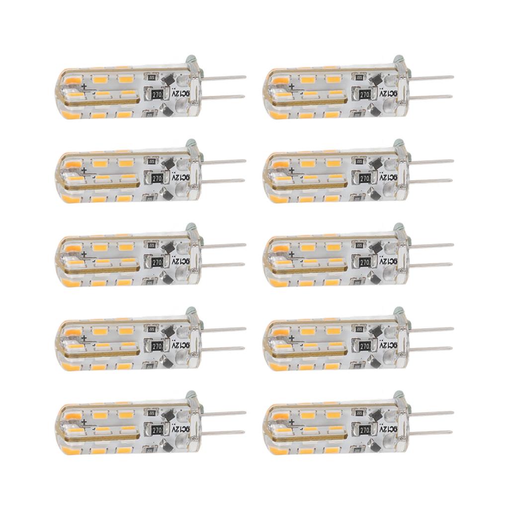 10pcs G4 LED Bulb 1.5W DC12V Warm White 3000K 110LM Bi Pin Light Bulbs LED for Cabinet Lighting Courtyard
