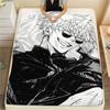 1Pc Jujutsu Kaisen Print Flannel Blanket, High Quality Comfortable for All Seasons, Home Decor, Warmth and Comfort, Perfect for Christmas Gifts