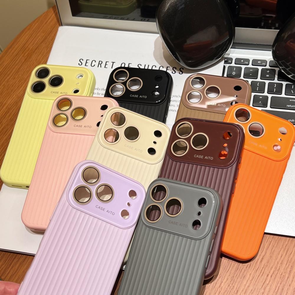 Luxury Stripe Corrugated Pattern Phone Case For iPhone 17 Air 16 15 14 13 12 Pro Max Glass Lens Protect Shockproof Armor Cover