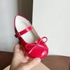 Girls' Princess Bow Patent Leather Shoes - Shiny, Low-Cut, Magic Tape, Japanese Style for Spring and Autumn