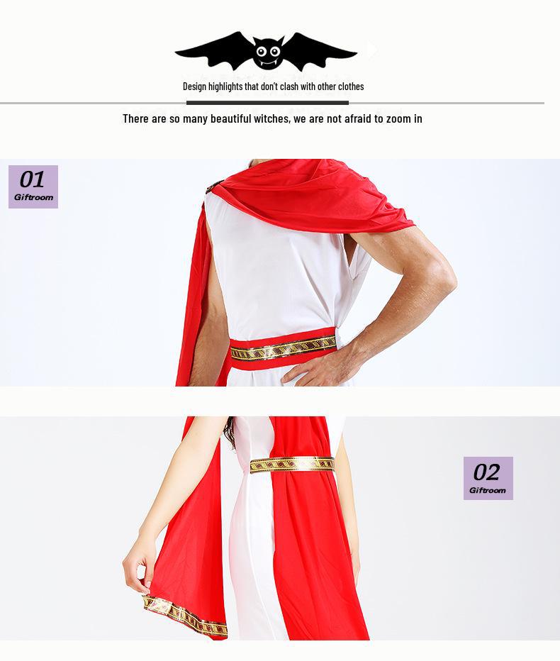 Ancient Egyptian Greek Masquerade Costume with Red Shawl for Adults