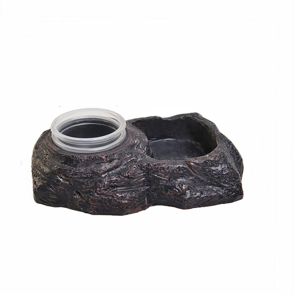 Imitation Stone Resin Rock Feeder Dish Wear Resistant Anti-knock Reptile Food Bowl with Bowls Wide Mouth Pet Feeder Ledge