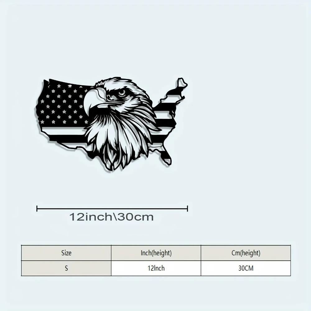 

1pc USA Patriotic Metal Wall Art Sculpture, Weather Resistant Iron Indoor Outdoor Decor, Year Round Patriotic Gift L-19.69inch чёрный