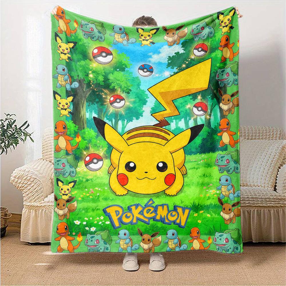 Poket Monster Anime Print Flannel Blanket High Quality Warm Comfortable Cover for All Seasons Perfect for Gifts Home Decor