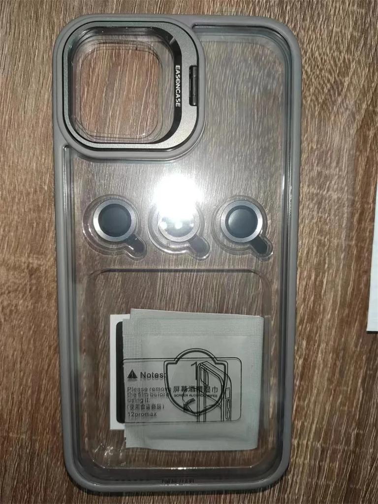 Transparent Shockproof Lens Protector Stand Case for iPhone 11-15, Camera Glass Protection, Metal Ring