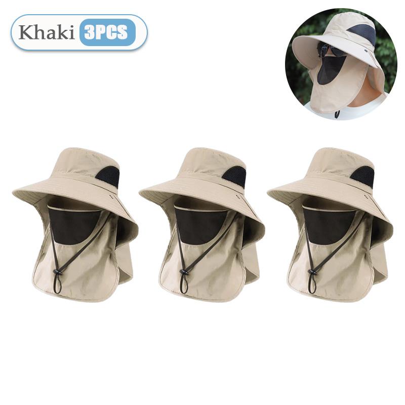 1-10PCS Sun Protection Hat with Face Veil Neck Flap Mosquito Proof Fishing Cap Outdoor UV Wide Brim Fisherman