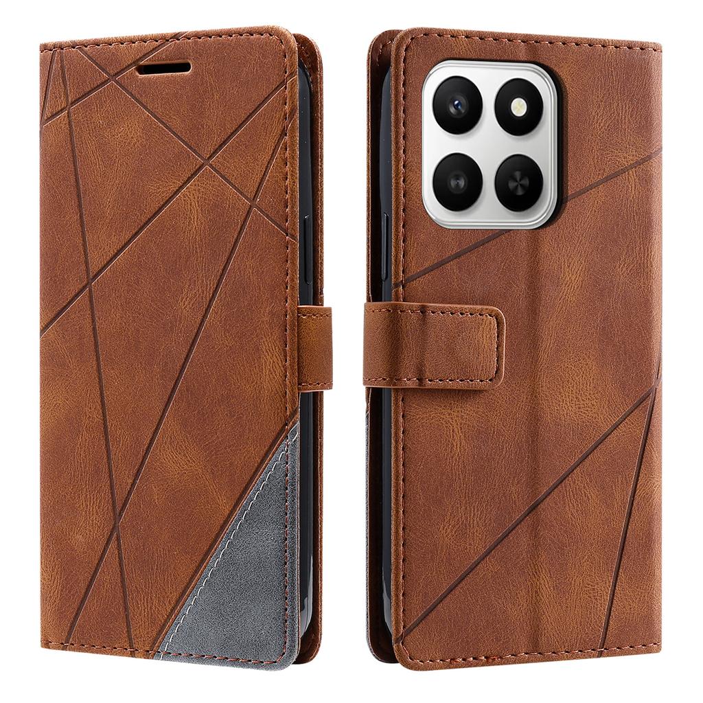 Leather Case for Honor 400 Smart 5G/4G/X7d 4G/5G Imprinted Lines Splicing Wallet Phone Cover