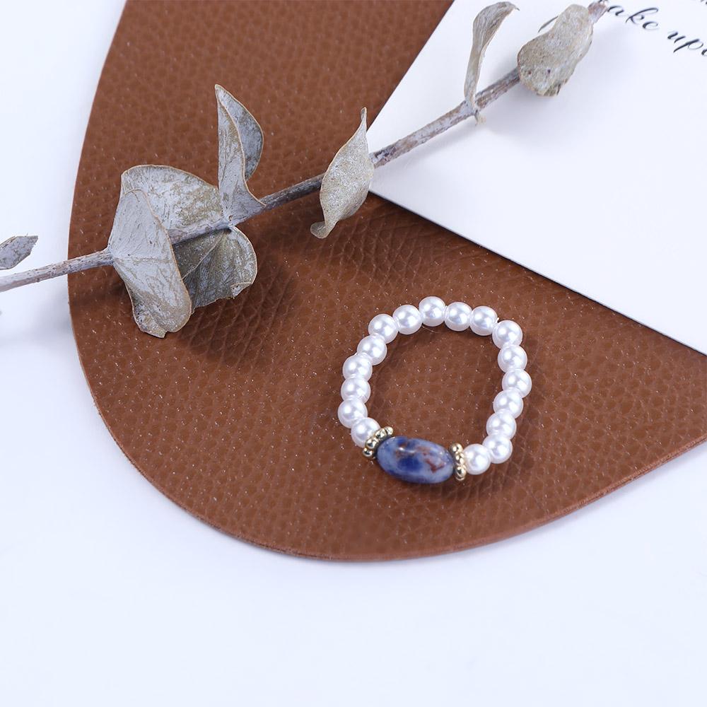 Simple Temperament Women Girls Korean Natural Stone Finger Rings Pearl Ring Fashion Jewelry