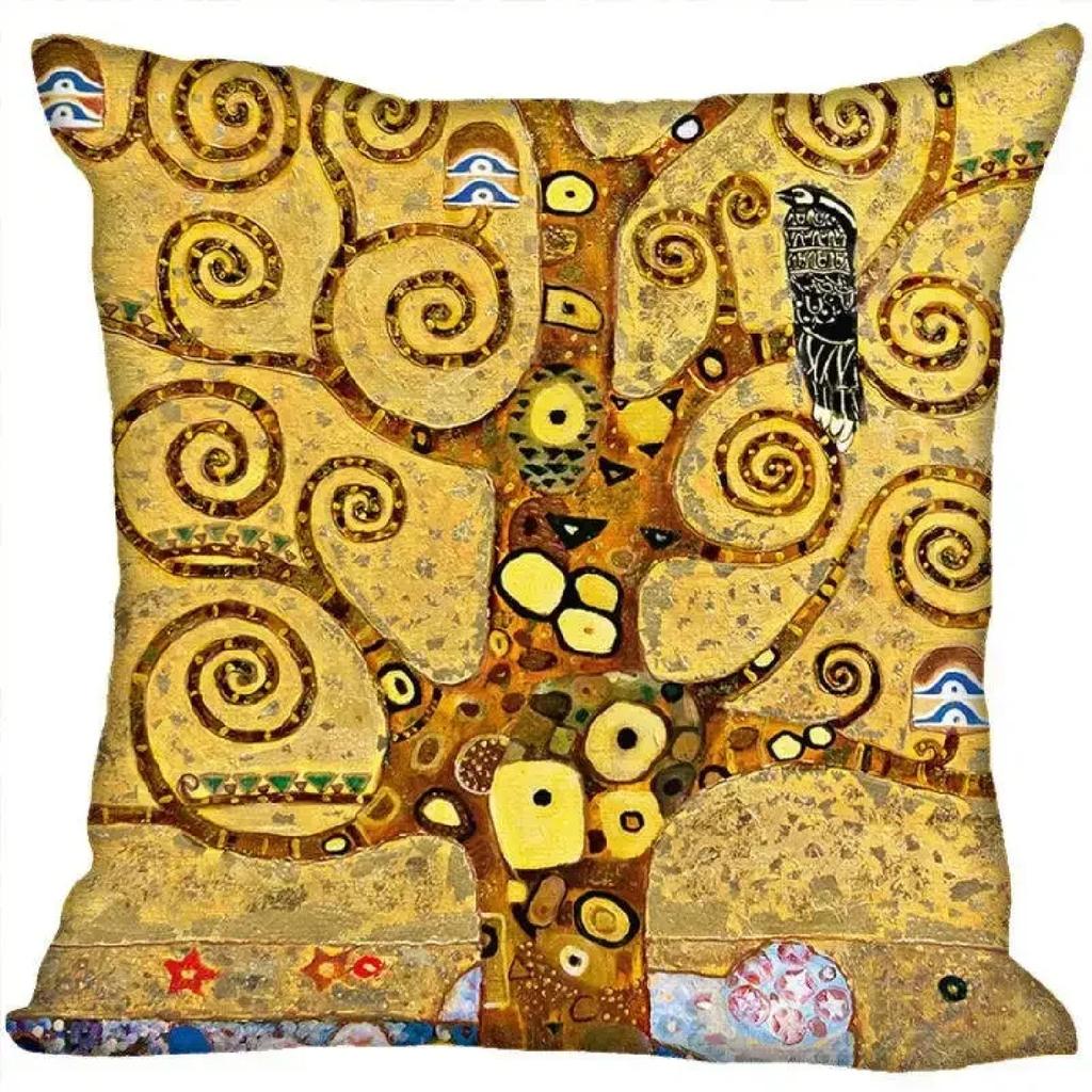 Custom Art Pattern Pillow Cases Gustav Klimt Square Pillowcase Christmas Zippered Pillow _(One Side)Pillowcase ,