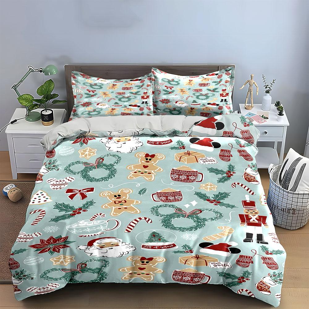 Gingerbread Figures, Holly Wreaths. Bedding Sets Duvet Cover Sets Duvet Covers Pillowcases(1 * Duvet Cover 2 * Pillowcases Without Duvet Insert)