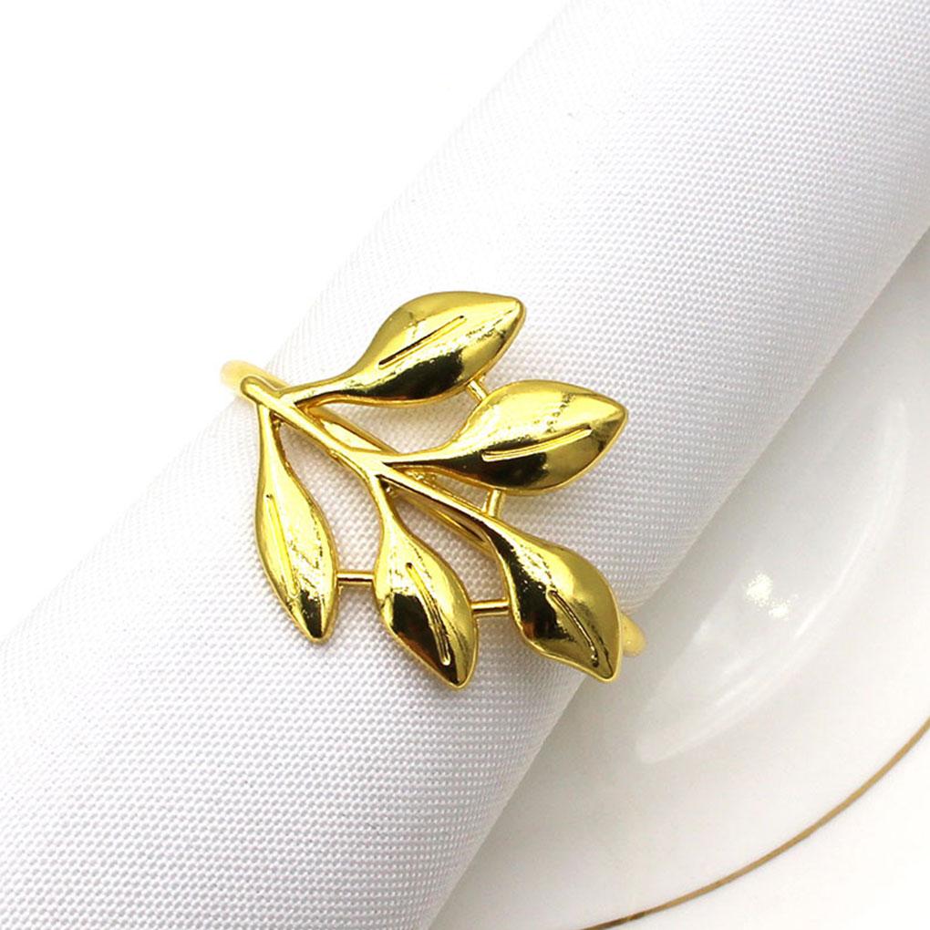 Valentine Napkins Plated Leaf Design Buckle Holders Napkin Rings Decorations Table Setting for Everyday Use Party Supplies