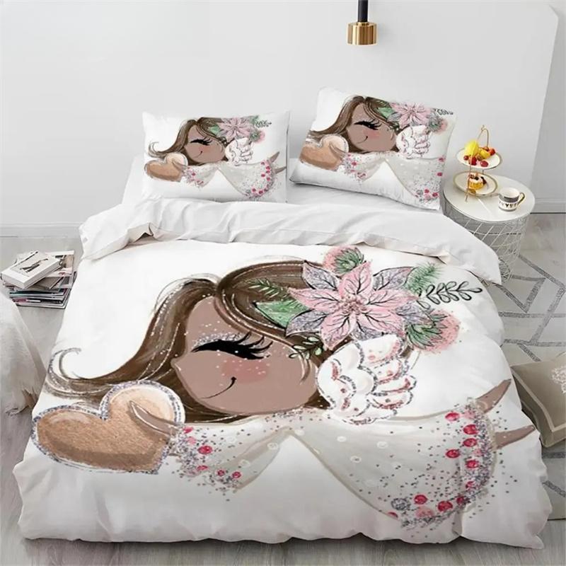 Cartoon Cute Ballet Girl Ballerina Comforter Bedding SetDuvet Cover Bed Set Quilt Cover PillowcaseQueen Size Bedding Set Kids