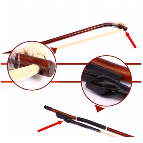 High-quality erhu bow for beginners and practice. [Northern Style] Made with virgin purple bamboo and natural white horsehair. Includes dedicated case