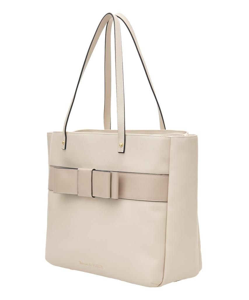 Maison de FLEUR Front Ribbon 3-Room Tote Bag, Light Beige, 08000223300