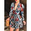 Women Printed Long Sleeve Dress Casual Bandage Mini A-line Dresses Sexy Party Feminias Vestidos Women Clothes