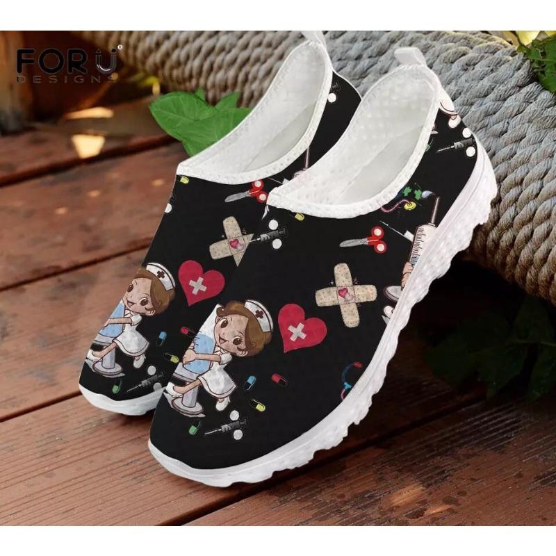 Spring and Summer New Large Size Breathable Mesh Casual Single Shoes Women's Size Lazy Shoes Round Head Flat Bottom Cartoon Women's Shoes