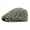 Unisex Vintage Woven Jacquard Plaid Flat Cap Retro Ethnic Style Beret Newsboy Hat Cabbie Ivy Cap for Men Women