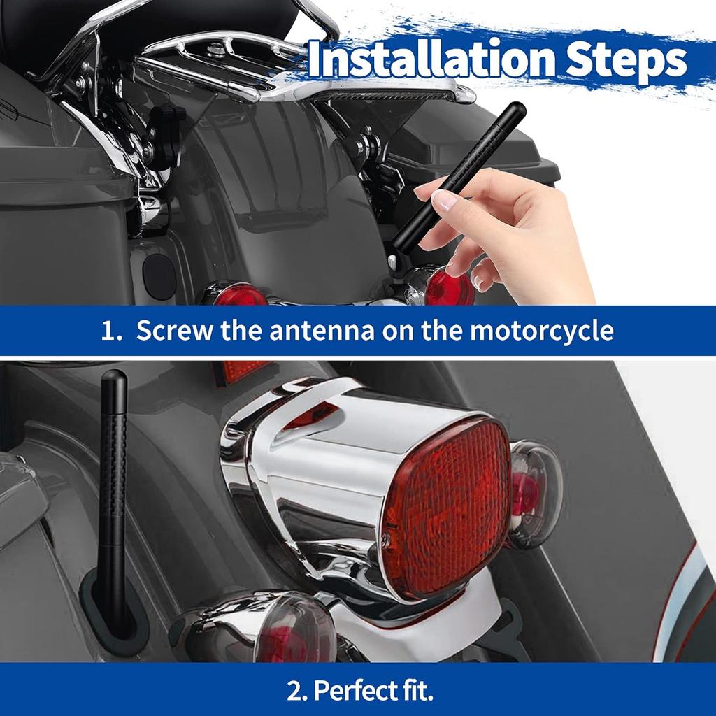Bingfu Motorcycle Carbon Fiber Antenna Mast Replacement Compatible with 1989-2023 Road King Softail Touring Street Glide Road Glide Fat Boy Electra