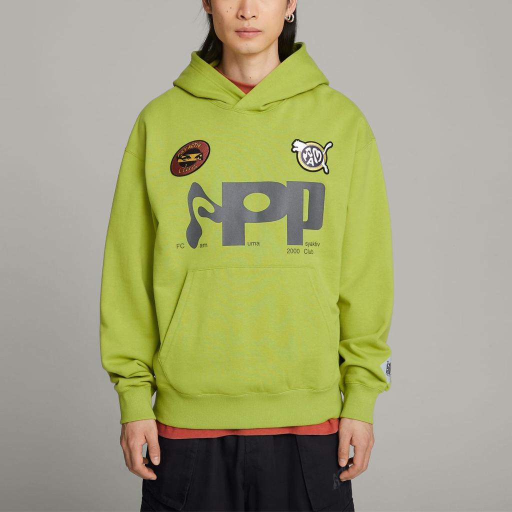 Puma X Perks And Mini Graphic Hoodie Cartoon Letter Print Casual Long Sleeve Hoodie Women Hoodies Green-Apple 622677-78