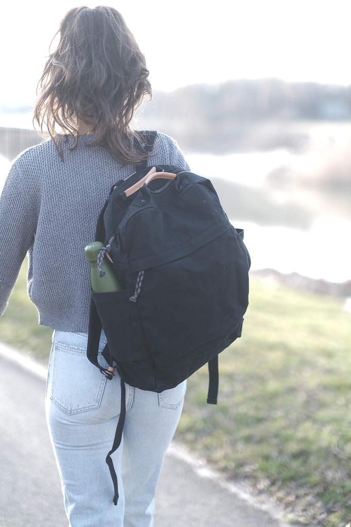 Gootium Canvas Vintage Style Outdoor Travel Casual Fabric Zipper Black Backpack, Women's Bag, Men's Daypack, Rucksack,