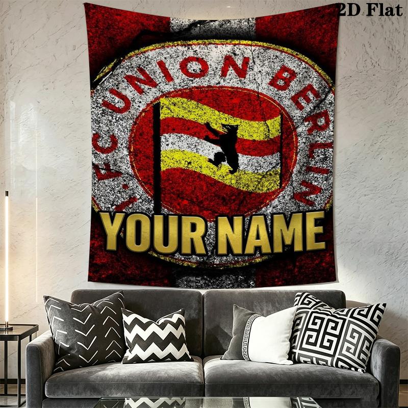 Custom Name FC Union Berlin Wall Tapestry Aesthetic Wall Hanging Printed Fabric Blanket Decorative Tapestries for Bedroom Living Room Home Decor
