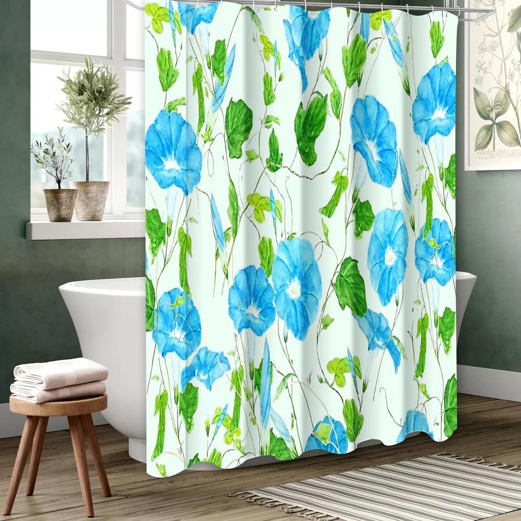 Floral Pattern pastoral style Bathing Curtain  Bathroom Shower Curtain Waterproof With 12 Hooks Home Deco