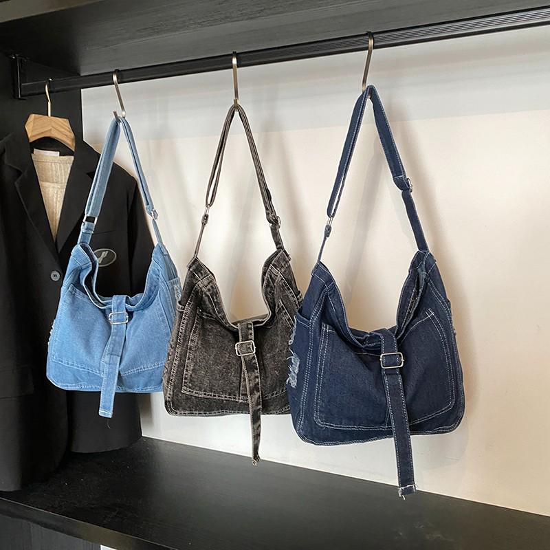 2025 Vintage Denim Crossbody Shoulder Bag - Trendy, Large Capacity, Casual Versatile Tote for Women