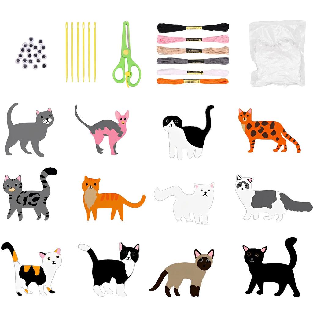 Kids Sewing Kit Fun Animals Craft Kit DIY Sewing Felt Plush Animals for Kids Beginners Educational Sewing Set Girl Art Toy