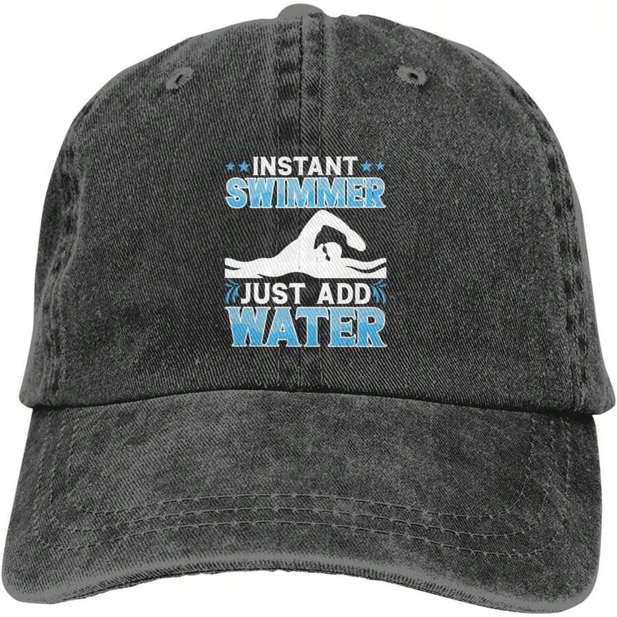 Adjustable Cotton Baseball Cap With Embroidered Swim Like A Girl Quote Unisex Low Profile Dad Hat