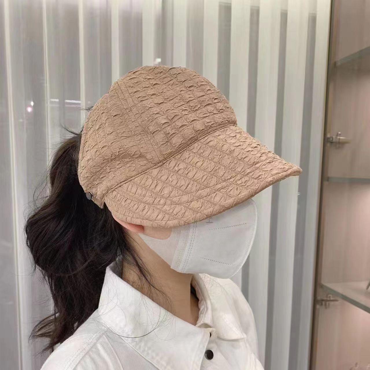 

New Zhao Ruth sunshade sunscreen hat big head circumference hat women can tie ponytail versatile breathable empty top hat one size fits all чорний