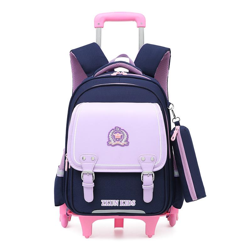Girls' New Base Climbing Stairs Girls Princess Children's Trolley Schoolbag Primary School Students Burden Reduction Waterproof Backpack