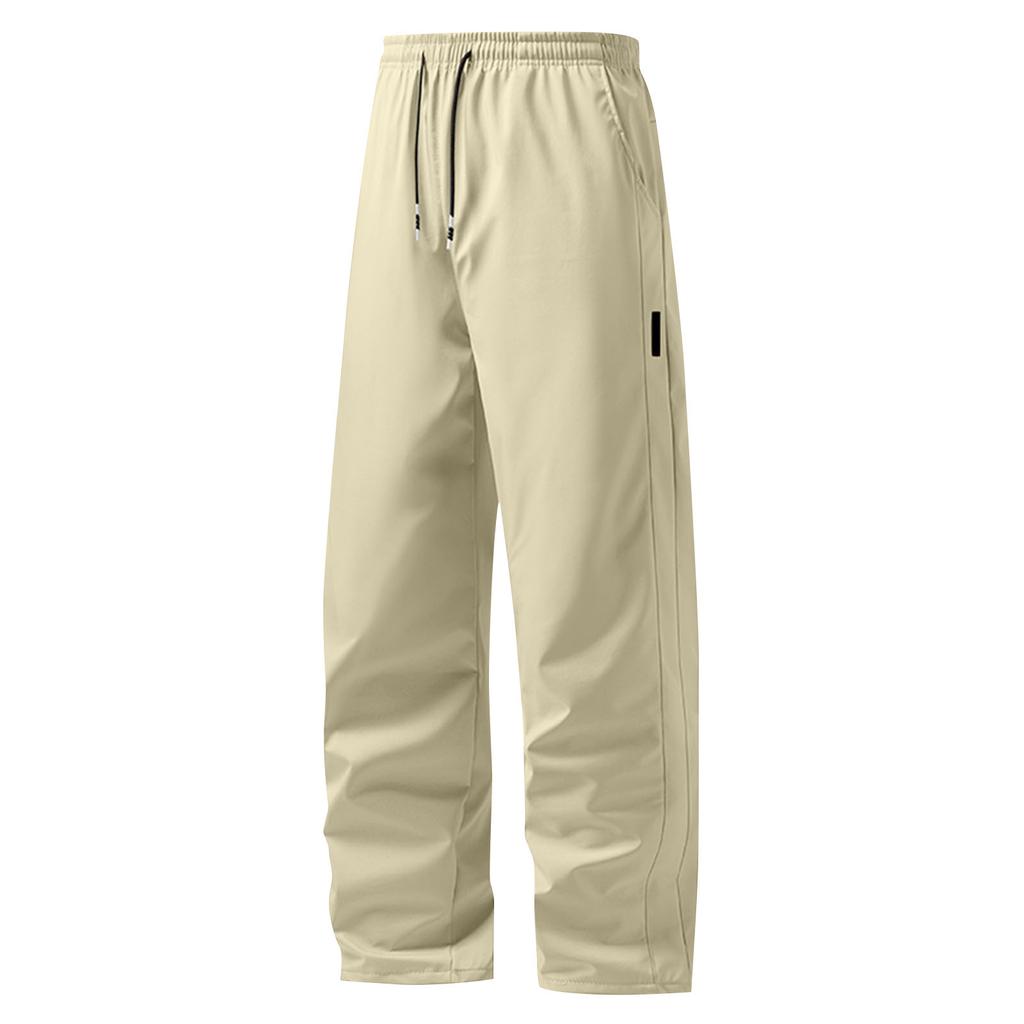 Men's Plush Casual Sports Pants Loose Warm Straight Solid Color Trousers