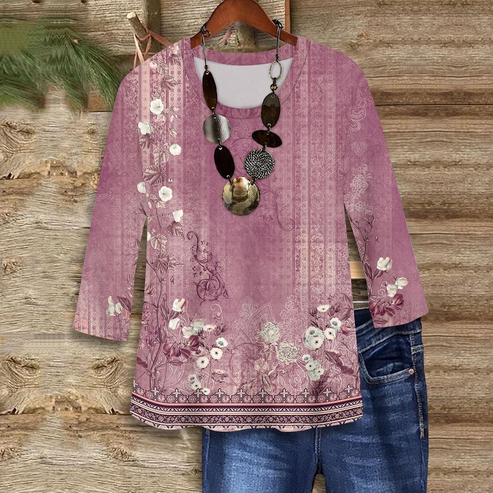 

Рубашки с рукавом 3/4 для женщин, милые футболки с графическим принтом, блузки, повседневные базовые топы больших размеров, пуловеры M