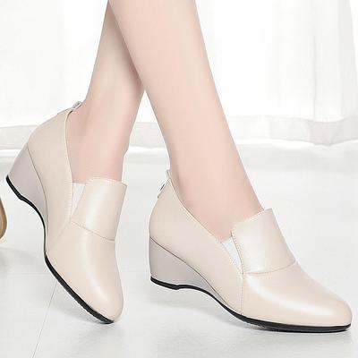 Fashion Single Shoes Women's New Women's Shoes Women's Leather Shoes Waterproof Platform Work Shoes Comfortable and Versatile Mother's S