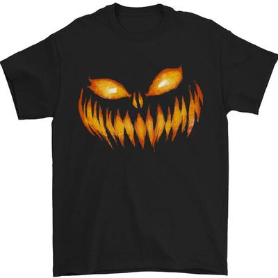 Mens 100% Cotton Pumpkin Face Terrifying Halloween T-Shirt