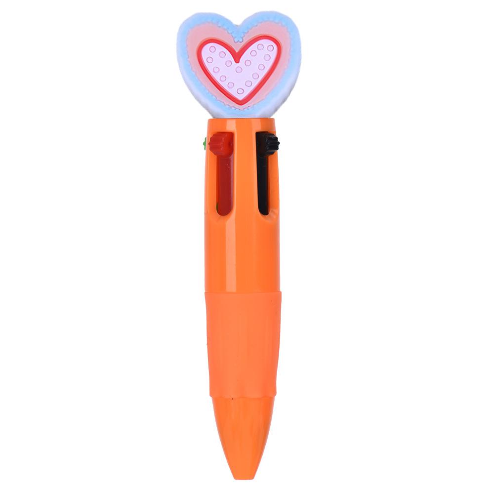 Four-color Ballpoint Pen Cute Cartoon Creative Valentine's Day Gift Multi-color Pen Heart-shaped Pressing Love Pen
